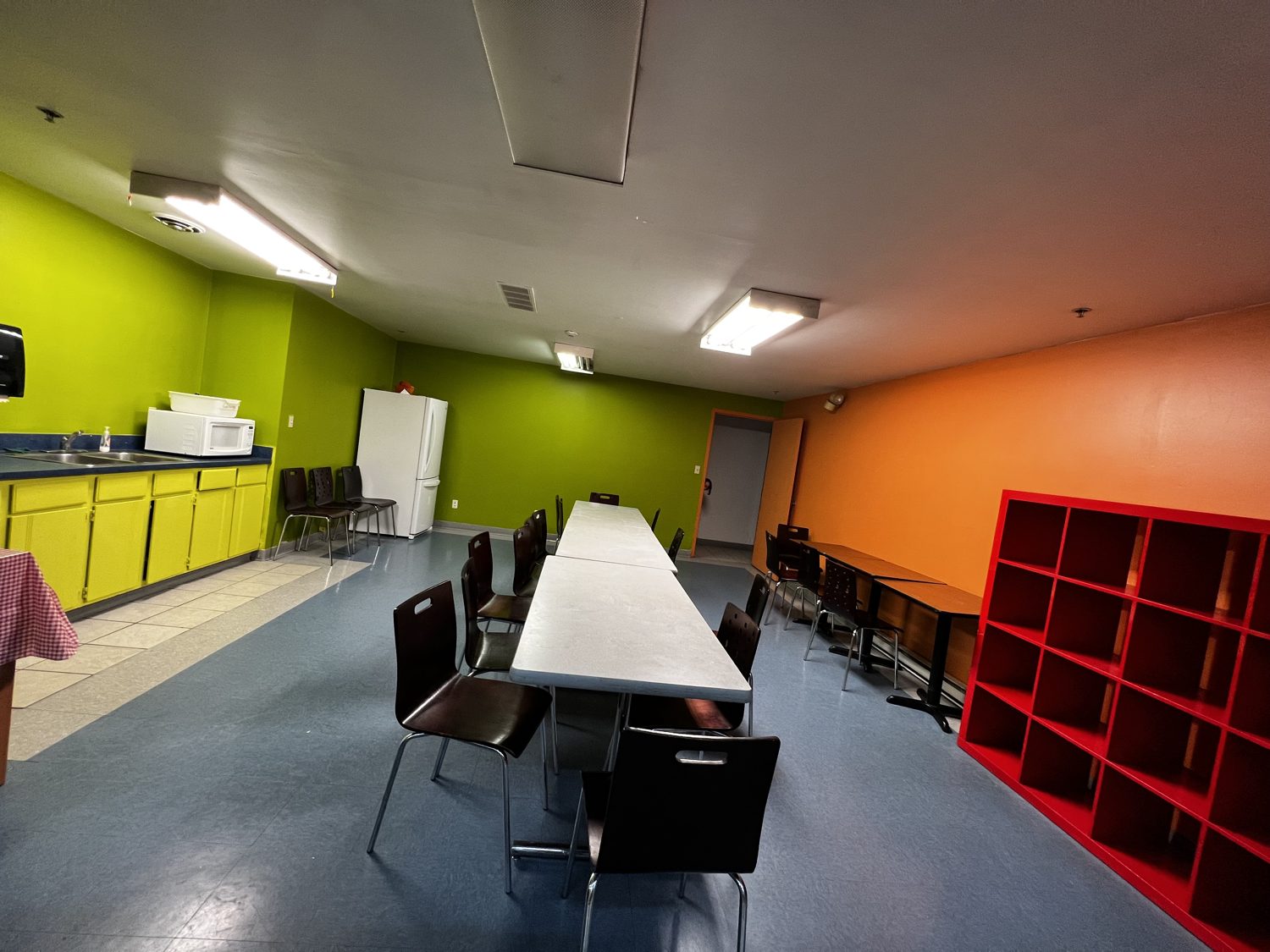 Party room with kitchen and storage